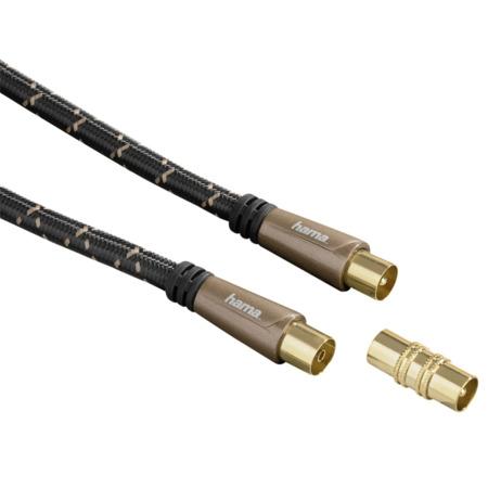 Hama antenna Cable, coax plug - coax socket, metal, gold-plated, 10.0 m, 120 dB