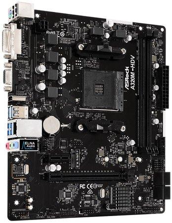 ASRock A320M-HDV R3.0, AM4, 2xDDR4 3200+, HDMI, DVI-D, D-Sub, USB3.1 - A320M-HDV R3.0