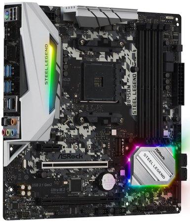 ASROCK MB B450M STEEL LEGEND (AM4, amd B450, 4xDDR4 3200, 4xSATA3, 7.1, USB3.1, Dport +HDMI, mATX) novinka, B450M STEEL LEGEND