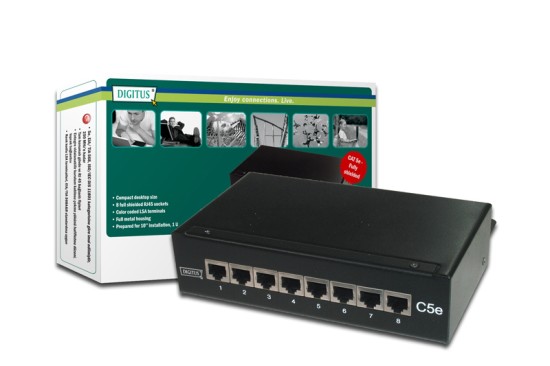 Digitus CAT 5E; DeskTop Patch Panel, 8 Port STP - DN-10001