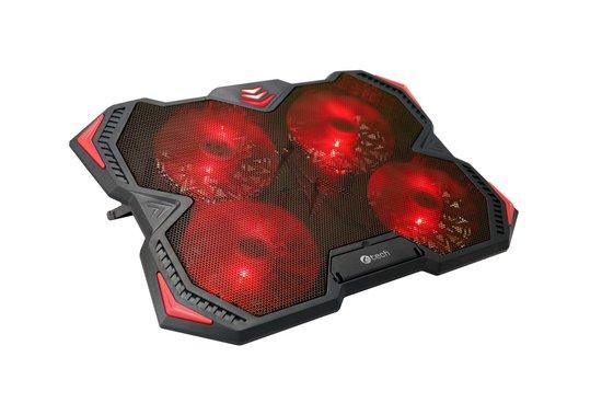 Chladící podložka C-TECH Zefyros (GCP-01R), casual gaming, 17,3", červené podsvícení, regulace otáček GCP-01R, GCP-01R