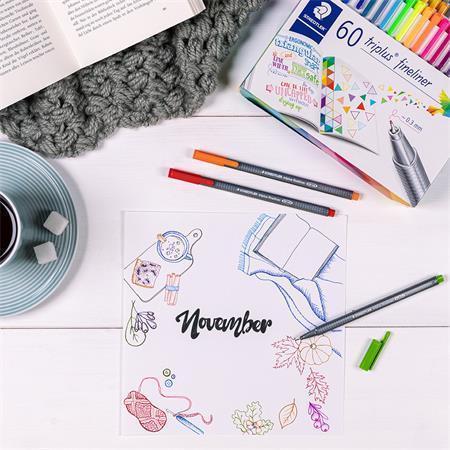Finelinery "Triplus", sada 60 různých barev, 0,3 mm, STAEDTLER, set 60 ks - 334 C60