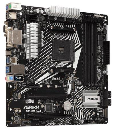 ASRock MB Sc AM4 AB350M Pro4 R2.0, AMD AB350, 4xDDR4, VGA, mATX - AB350M PRO4 R2.0