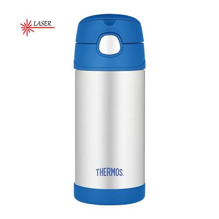 Fotografie FUNtainer Dětská termoska s brčkem - stříbrná/modrá 355 ml