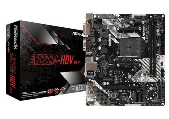 ASROCK MB A320M-HDV R4.0 (AM4, amd A320, 2xDDR4, PCIE, 4xSATA3 + M.2, USB3.1, VGA+DVI+HDMI, 7.1, GLAN, mATX) - A320M-HDV R4.0
