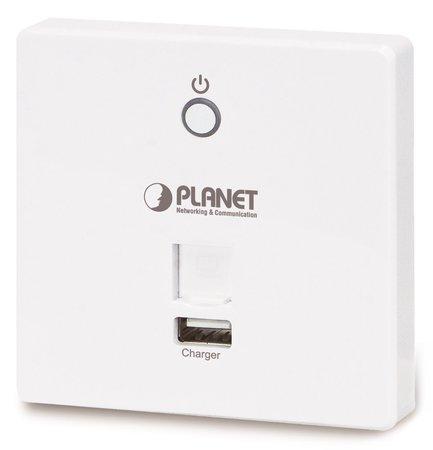 Planet WDAP-W750E, in-wall AP/router/repeater 802.11ac, 750Mbps, 2x2dBi, 64 klientů, PoE, USB nabíječka, do zdi 86x86, WDAP-W750E