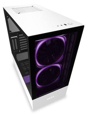 NZXT skříň H510 ELITE / ATX / průhledné čelo a bok / USB 3.0 / USB-C 3.1 / RGB LED / Smart case s intel. funkcemi/ bílá - CA-H510E-W1