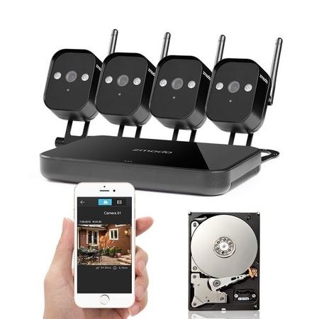 ZMODO 720P Wifi Mini NVR+4xIP CAM+1TB HDD,