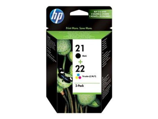Inkoustová náplň HP No. 21+22, 2 pack, 190/165 stran originální - černá, SD367AE