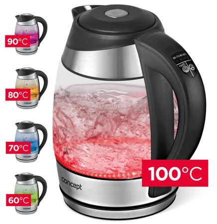 Concept RK4060 Rychlovarná konvice skleněná 1,8 l s nastavením teplot - RK-4060