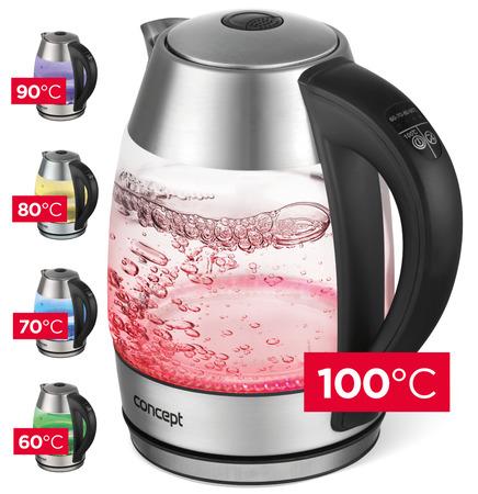Concept RK4065 Rychlovarná konvice skleněná 1,8 l s nastavením teplot - PC