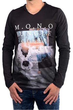 Pánské černé tričko s potiskem Porzo Black 4597201 - Velikost L