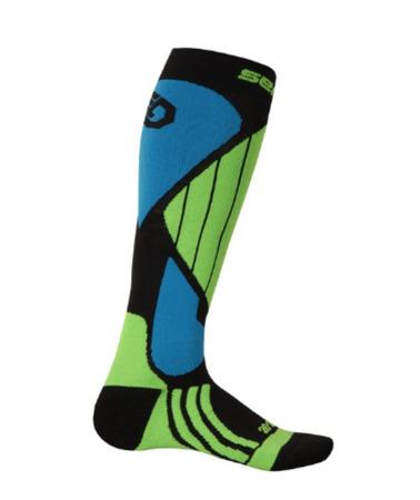 SENSOR PONOŽKY SNOW PRO MERINO černá/zelená/modrá Velikost: 3/5, 35 - 38, Černá / zelená - 14200064-00