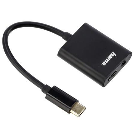 Hama USB-C audio adaptér s napájením, aktivní, typ C vidlice - jack zásuvka + C zásuvka