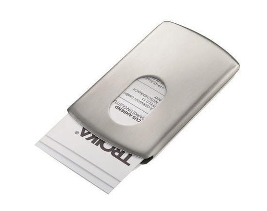 Vizitkář "Slide", pouzdro na vizitky, pro 12 vizitek, kovový, TROIKA - CDC30/ST