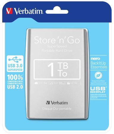 Verbatim Store 'n' Go 1TB externí HDD 2.5'', USB 3.0, stříbrný, 53071