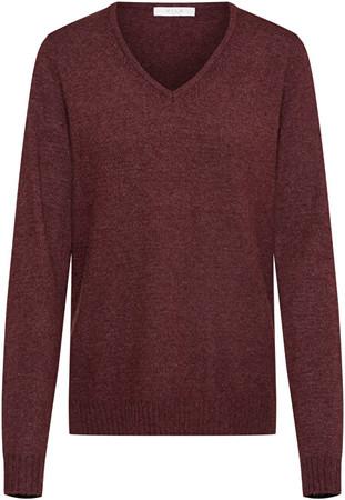 Vila Dámský svetr VIRIL L/S V-NECK KNIT TOP-FAV Winetasting S