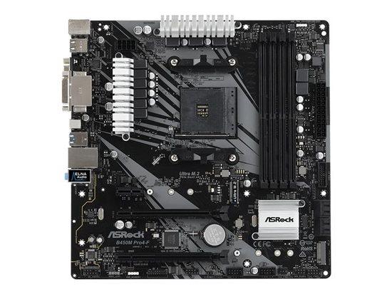 ASRock B450M PRO4-F, AM4, DDR4 3200+, 4 SATA3, HDMI, D-Sub, DVI-D, B450M PRO4-F