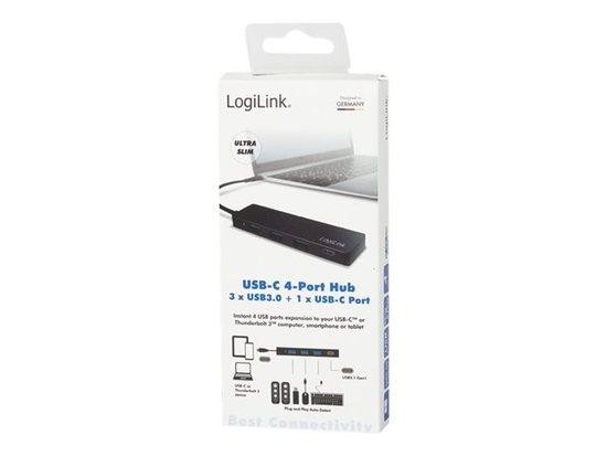 LOGILINK- Ultra-slim USB-C 3.1 hub, 4-port, black, UA0311