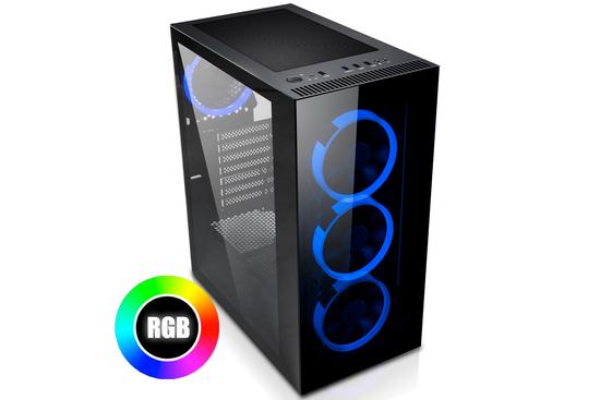 EVOLVEO Ptero Q12, case ATX, 2x USB2.0 / 1x USB3.0 1x HD Audio, 4x 120mm RGB, prosklené bočnice, černý - ptero Q12