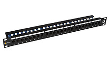 Solarix 19" Patch panel Solarix 24 x RJ45 CAT5E UTP s vyvaz. lištou černý 1U , SX24L-5E-UTP-BK