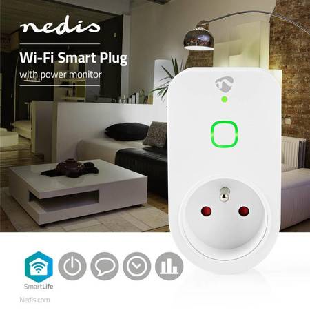 NEDIS chytrá zásuvka/ Wi-Fi/ monitor napájení/ 16A/ francouzský typ E/ Android/ iOS/ Nedis® SmartLife/ bílá