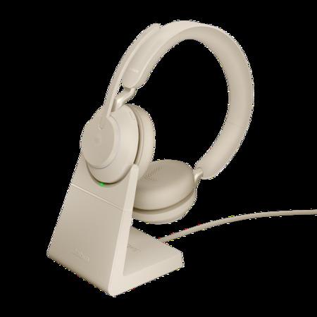 Jabra Evolve2 65, Link380a MS Stereo Stand Beige