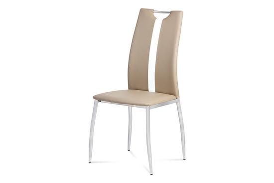 Autronic AC-1296 CAP Jídelní židle koženka cappuccino / chrom