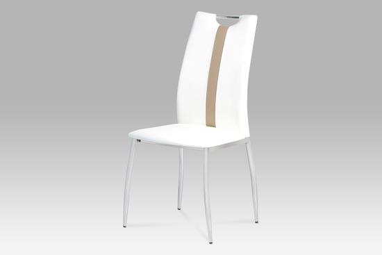 Autronic AC-1296 WT Jídelní židle koženka bílá / chrom