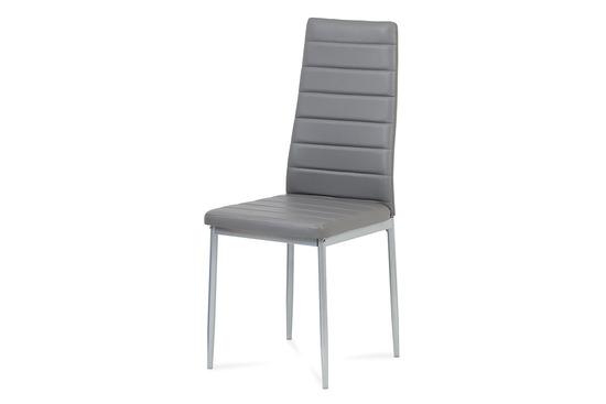 Autronic DCL-117 GREY Jídelní židle, koženka tm. šedá / šedý lak