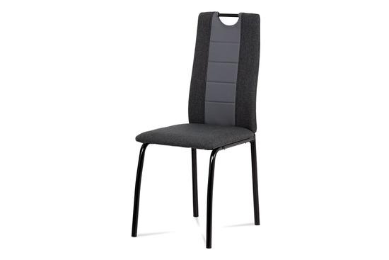 Autronic DCL-399 GREY Jídelní židle, látka antracit + šedá ekokůže, kov matná černá