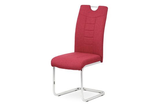 Autronic DCL-404 RED2 Jídelní židle, červená látka, kovová pohupová chromovaná podnož