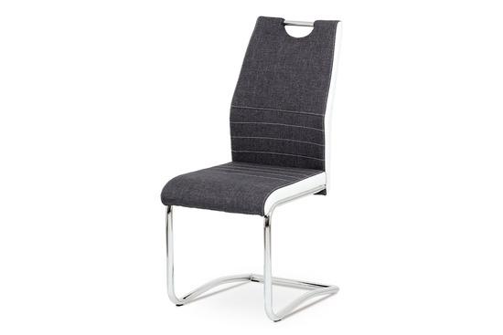 Autronic DCL-444 GREY2 Jídelní židle šedá látka + bílá koženka / chrom