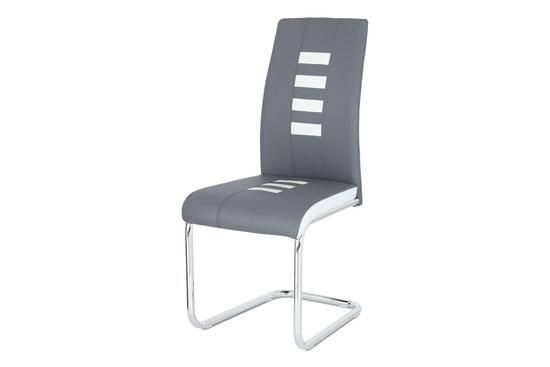 Autronic DCL-961 GREY Jídelní židle ekokůže šedá / bílá, chrom