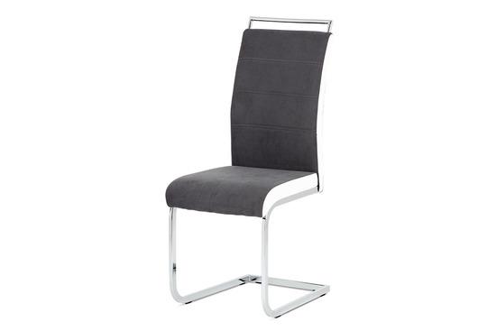 Autronic DCL-966 GREY2 Jídelní židle šedá látka + bílá koženka / chrom