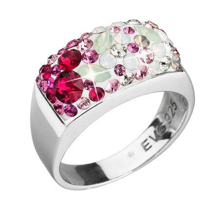 Stříbrný prsten s krystaly Swarovski mix barev červené 35014.3, Multicolor, 54