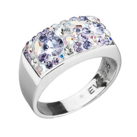 Stříbrný prsten s krystaly Swarovski fialový 35014.3, Fialová, 52