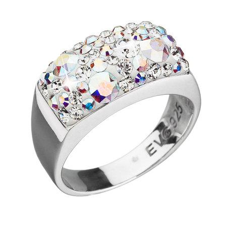 Evolution Group s.r.o. Stříbrný prsten s krystaly Swarovski ab efekt 35014.2