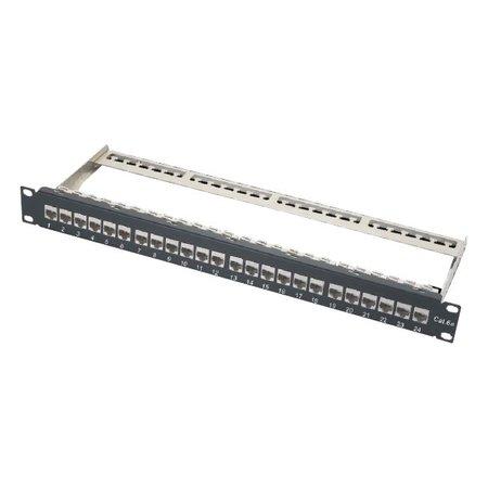 XtendLan Patch panel 19", 24 portů s vyjmutelnými keystone Cat6a, stíněný - XL-PP19-24C6AS-A