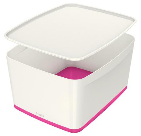 Úložný box s víkem Leitz MyBox, velikost L, bílá/růžová, 52161023