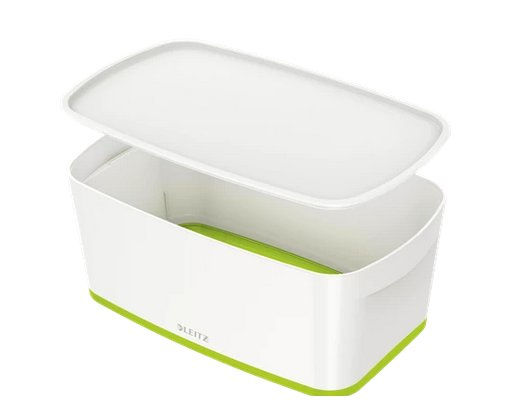 Úložný box s víkem Leitz MyBox, velikost S, bílá/zelená, 52291054