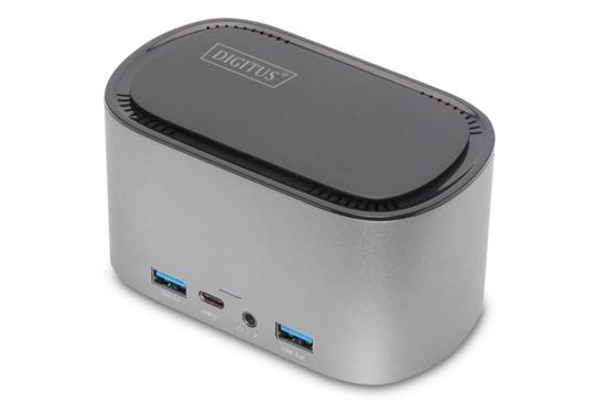 Digitus 11 portová dokovací stanice USB-C s krytem SSD 2x HDMI, DP, 4x USB-A, 2x USB-C, RJ45, AC, M.2 SSD, DA-70889