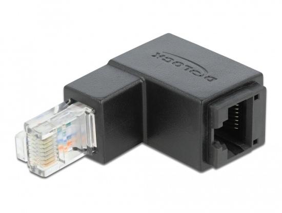 Delock Adaptér RJ45 samec, pravoúhlý dolů > RJ45 samice, Cat.6 UTP - 86423