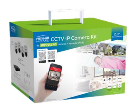 AMIKO WIFI KIT kamerový WIFI SET, 4 IP kamery 5MP, NVR 9CH,