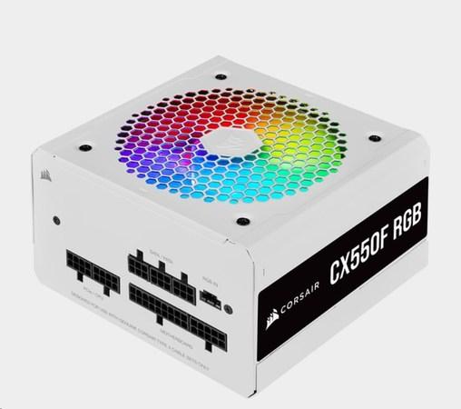 Corsair PC zdroj 550W CX550F modulární RGB 80+ Bronze 120mm ventilátor bílý - CP-9020225-EU