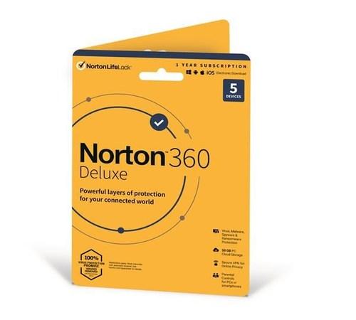 SPECIAL - NORTON 360 DELUXE 50GB +VPN 1 uživatel pro 5 zařízení na 1rok - Kartička, 21409796