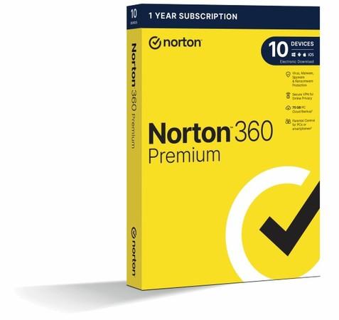 NORTON 360 PREMIUM 75GB CZ 1 uživatel pro 10 zařízení na 12 měsíců_Box, 21416695