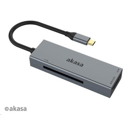 AKASA čtečka karet AK-CR-09BK 3-in-1 (CF, SD, microSD), externí, USB 3.2 Type-C, AK-CR-09BK