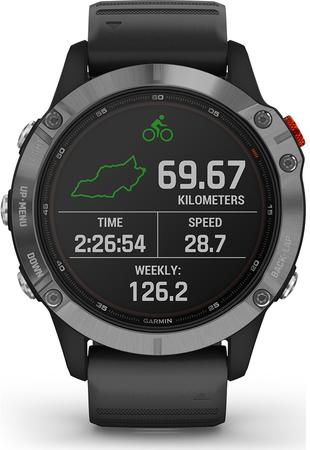 Garmin Fenix 6 Solar stříbrné/černý řemínek - 010-02410-00