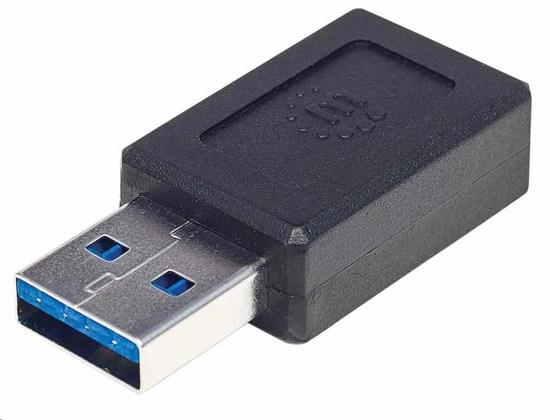 Manhattan USB adaptér, USB 3.1 Gen 2, USB-A Male na USB-C Female, 10 Gbps, černá - 354714